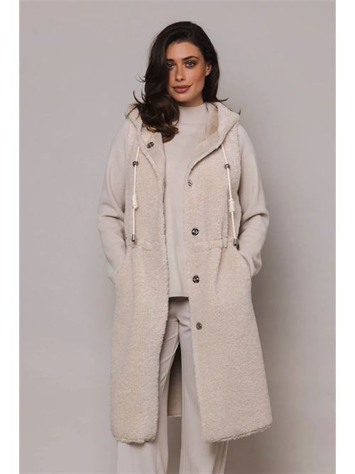 jing gilet lungo reversibile con cappuccio RINO & PELLE | JING.7002310STONE